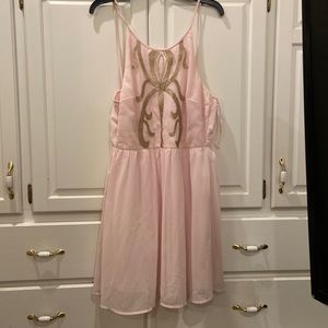 Pink Dress with gold design